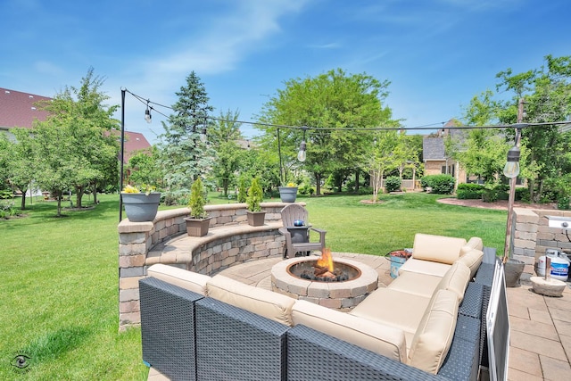 16924 Yearling Crossing Dr, Orland Park, IL 60467 - view of patio / terrace featuring an outdoor living space with a fire pit