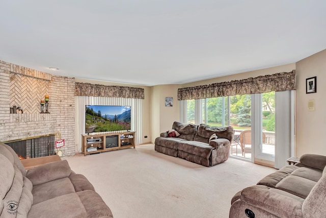 16924 Yearling Crossing Dr, Orland Park, IL 60467 - living area with carpet floors and a brick fireplace