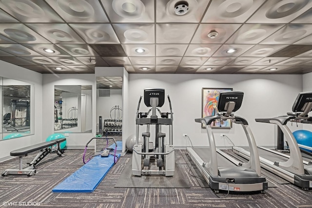 77 S Evergreen Ave Unit 707, Arlington Heights, IL 60005 - workout area featuring dark carpet and recessed lighting