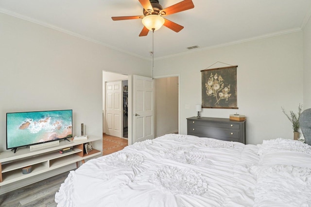 245 Grays Dr, Oswego, IL 60543 - bedroom with crown molding and ceiling fan