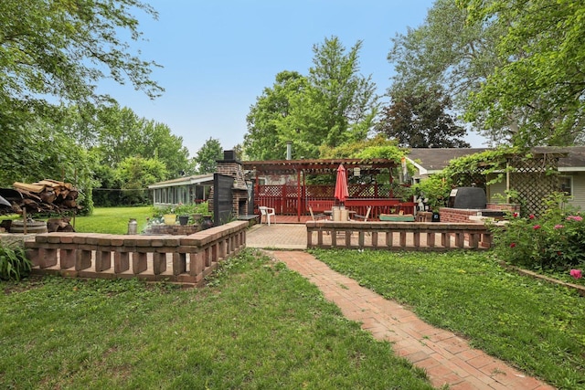 20214 Harmony Rd, Marengo, IL 60152 - view of yard with a wooden deck