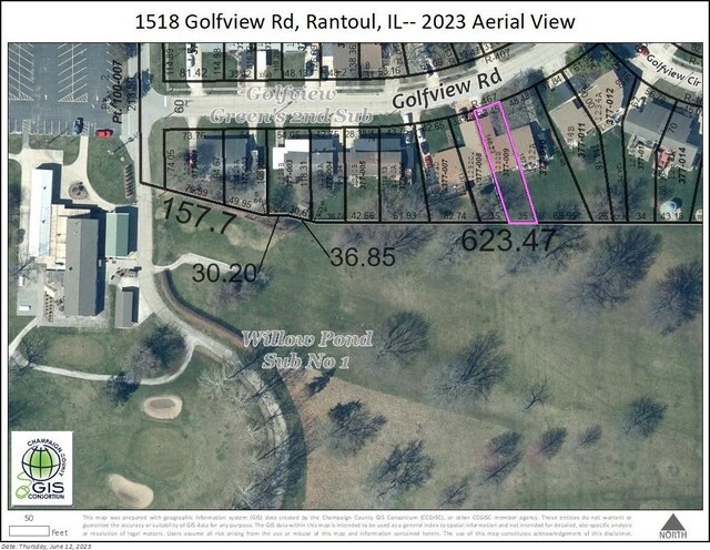 1518 Golfview Rd Unit 1, Rantoul, IL 61866 - view of front facade with a lawn, concrete driveway, and an attached garage
