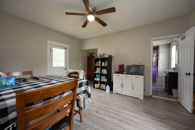 602 S Elm St, Villa Grove, IL 61956 - bedroom featuring light wood-style flooring and ceiling fan
