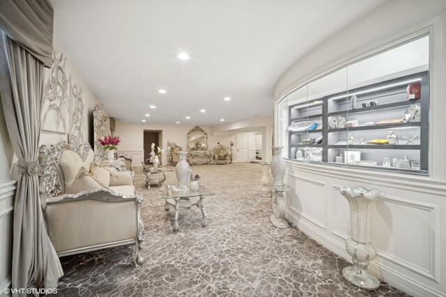 2315 N Arlington Heights Rd, Arlington Heights, IL 60004 - living room featuring a decorative wall, recessed lighting, and a wainscoted wall