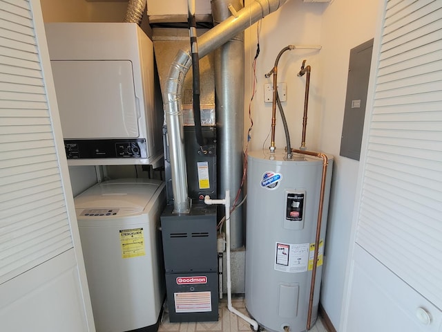 116 White Oak Ct Unit 5, Schaumburg, IL 60195 - utilities featuring water heater, stacked washer / drying machine, and electric panel