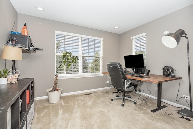 14904 S Morgan Ln, Plainfield, IL 60544 - home office featuring light colored carpet and recessed lighting