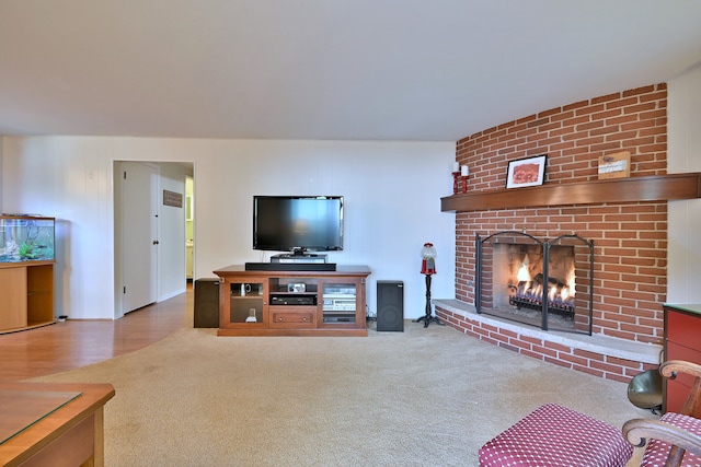 537 S Echo Ln, Palatine, IL 60067 - living room featuring a brick fireplace and carpet