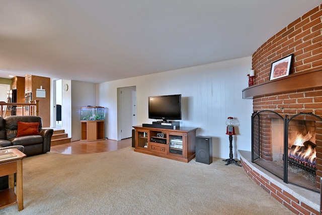 537 S Echo Ln, Palatine, IL 60067 - living room featuring a brick fireplace and carpet flooring