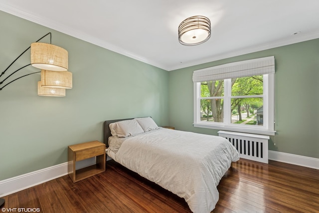 408 W Campbell St, Arlington Heights, IL 60005 - bedroom with radiator heating unit, hardwood / wood-style floors, and ornamental molding