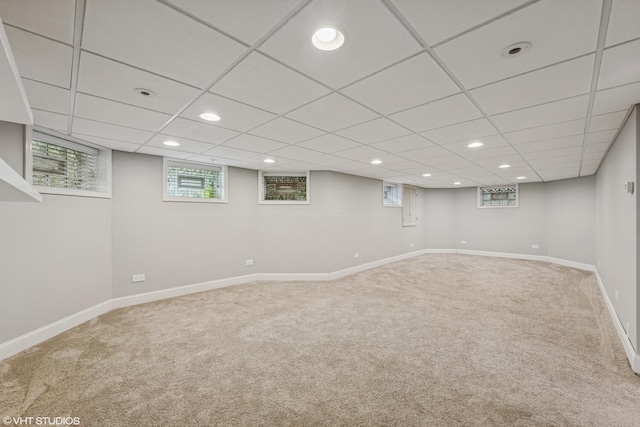 408 W Campbell St, Arlington Heights, IL 60005 - below grade area featuring carpet, recessed lighting, and a paneled ceiling