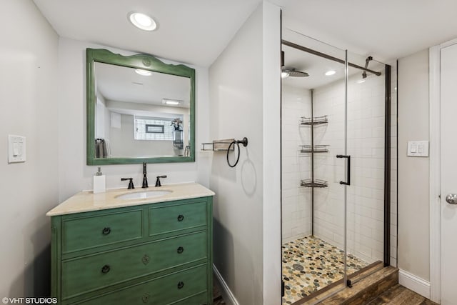 408 W Campbell St, Arlington Heights, IL 60005 - full bath featuring a stall shower, vanity, and recessed lighting