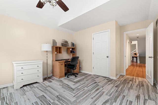 1440 Monarch Cir, Naperville, IL 60564 - office with a ceiling fan, baseboards, and light wood-style flooring