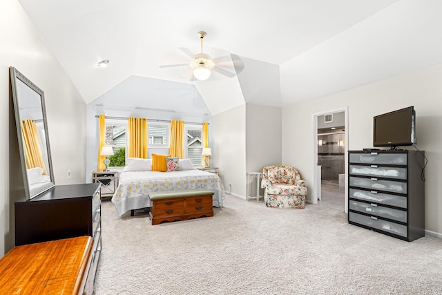 1440 Monarch Cir, Naperville, IL 60564 - bedroom with carpet floors, vaulted ceiling, baseboards, ceiling fan, and ensuite bathroom