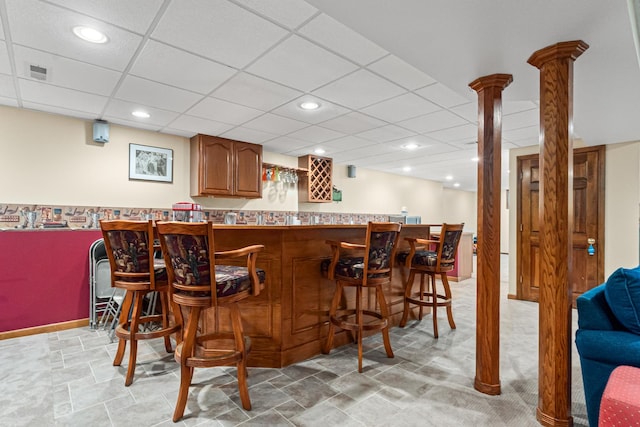 1440 Monarch Cir, Naperville, IL 60564 - indoor bar with recessed lighting, a drop ceiling, and light stone finish floors