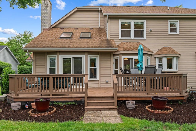 1440 Monarch Cir, Naperville, IL 60564 - back of property featuring roof with shingles and a wooden deck