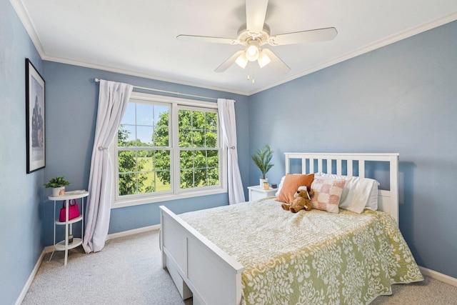 1714 Waverly Cir, Saint Charles, IL 60174 - bedroom with light colored carpet, crown molding, and a ceiling fan