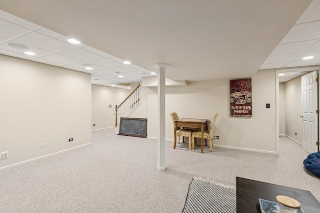 1714 Waverly Cir, Saint Charles, IL 60174 - finished below grade area featuring carpet flooring, stairway, and recessed lighting