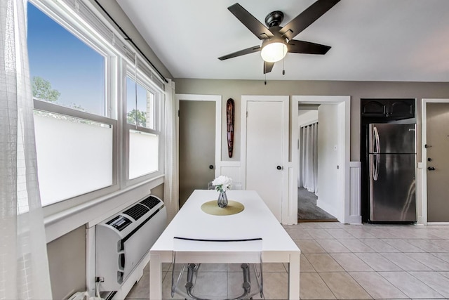 6468 N NW Hwy Unit A1, Chicago, IL 60631 - dining space with ceiling fan and light tile patterned floors