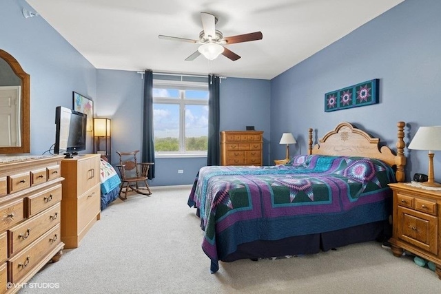 6807 N Milwaukee Ave Unit 708, Niles, IL 60714 - bedroom with light carpet and ceiling fan