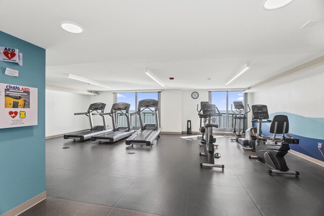 6007 N Sheridan Rd Unit 37H, Chicago, IL 60660 - gym with a wall of windows and baseboards