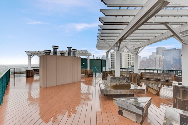 1322 S Wabash Ave Unit 407, Chicago, IL 60605 - wooden terrace featuring a pergola and a city view