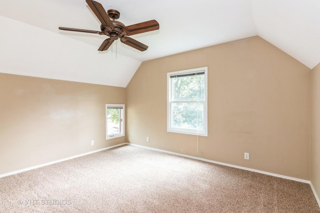 429 W Pierce St, Elburn, IL 60119 - additional living space with lofted ceiling, carpet flooring, healthy amount of natural light, and ceiling fan