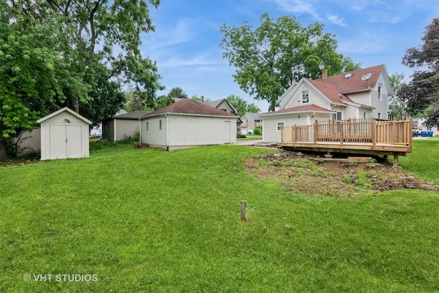 429 W Pierce St, Elburn, IL 60119 - view of green lawn featuring a storage shed and a deck