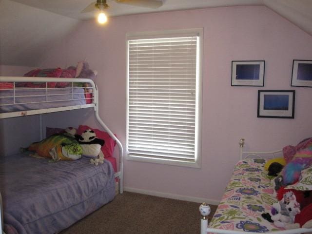 429 W Pierce St, Elburn, IL 60119 - bedroom with lofted ceiling, carpet flooring, and ceiling fan