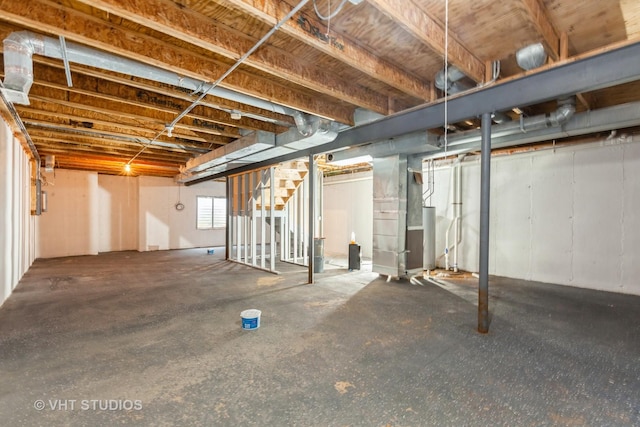 1110 Oakhill Dr, Aurora, IL 60502 - basement with stairway and heating unit