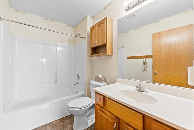 1424 Crimson Ridge Dr, Byron, IL 61010 - full bath with vanity, shower / bath combination, stone finish flooring, and a textured ceiling