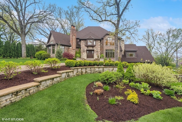 440 Woodside Ave, Hinsdale, IL 60521 - view of front of house featuring a front yard and stone siding