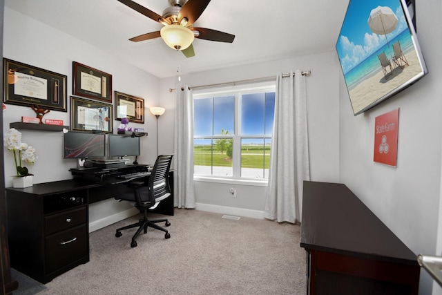 1104 Hershey Rd, Normal, IL 61761 - home office with ceiling fan and light colored carpet