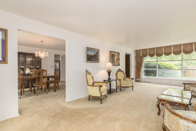 1504 Pfingsten Rd, Glenview, IL 60025 - living area with a chandelier and light colored carpet
