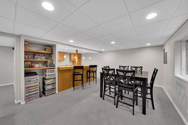 991 Willow St, Itasca, IL 60143 - carpeted dining area with bar with sink, recessed lighting, and a drop ceiling