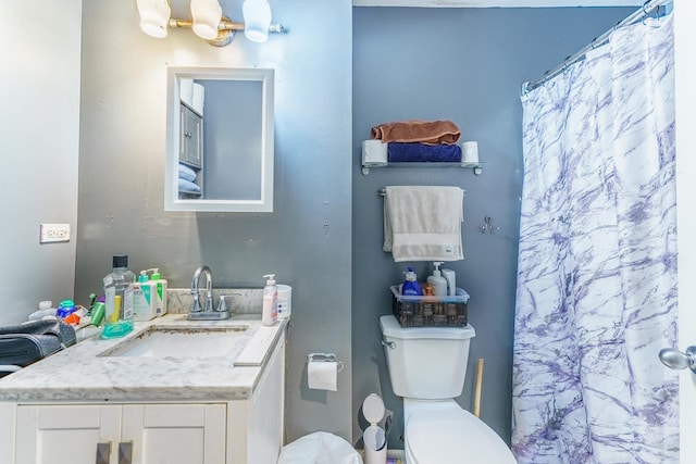1209 Clark St, Joliet, IL 60432 - bathroom featuring toilet, vanity, and a shower with curtain