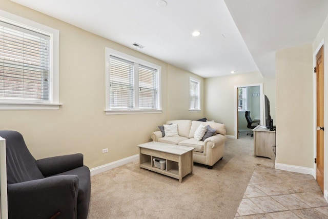 8911 Lamon Ave Unit A, Skokie, IL 60077 - living room featuring light carpet and recessed lighting