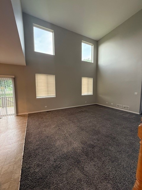 8307 Greenbridge Ct, Joliet, IL 60431 - spare room with plenty of natural light, a towering ceiling, and baseboards