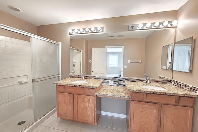 6 Clara Ct, Algonquin, IL 60102 - bathroom with a shower stall, vanity, and tile patterned flooring