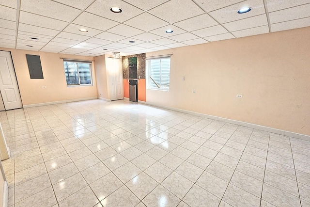 6 Clara Ct, Algonquin, IL 60102 - empty room with light tile patterned flooring, baseboards, plenty of natural light, recessed lighting, and a paneled ceiling