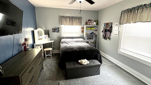 644 Genesee Ave, Morrison, IL 61270 - bedroom with dark carpet and ceiling fan