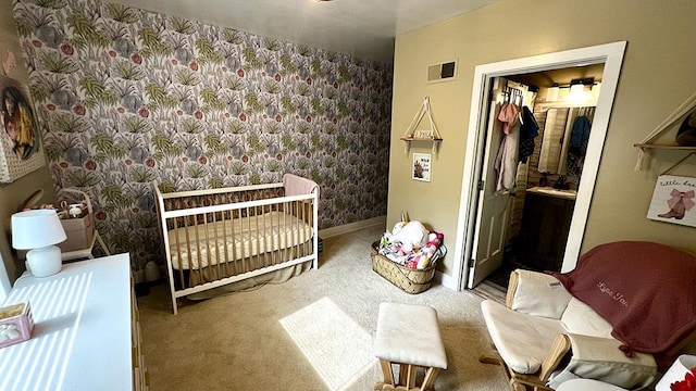 644 Genesee Ave, Morrison, IL 61270 - carpeted bedroom with wallpapered walls and baseboards