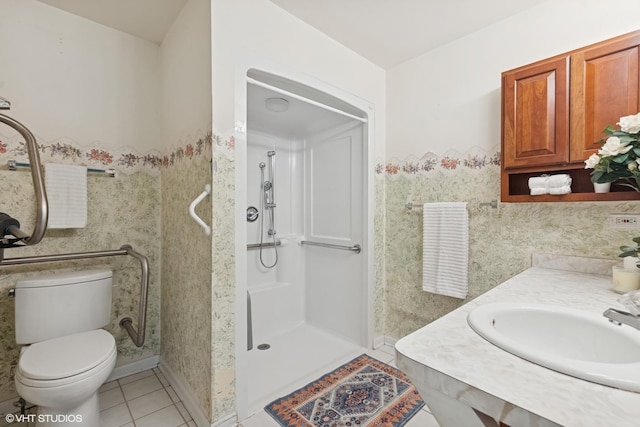 122 Santa Fe Ln, Willow Springs, IL 60480 - bathroom with a stall shower, tile patterned floors, and vanity