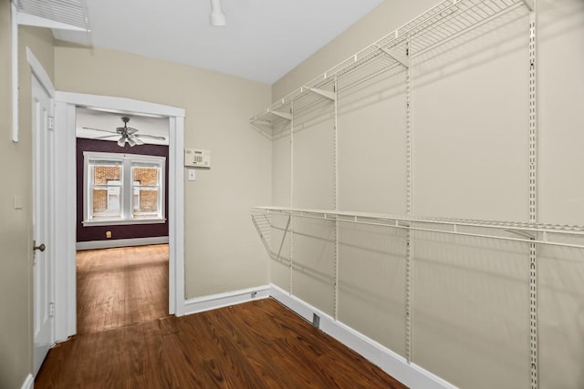 132 Clyde Ave Unit 1, Evanston, IL 60202 - walk in closet with wood finished floors and ceiling fan