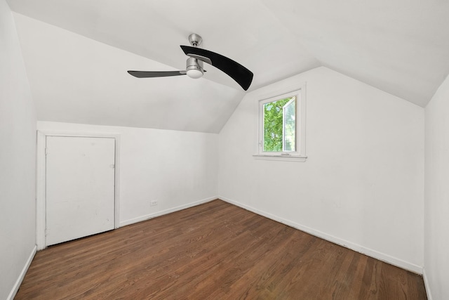 3647 N Nordica Ave, Chicago, IL 60634 - additional living space featuring wood finished floors, ceiling fan, vaulted ceiling, and baseboards