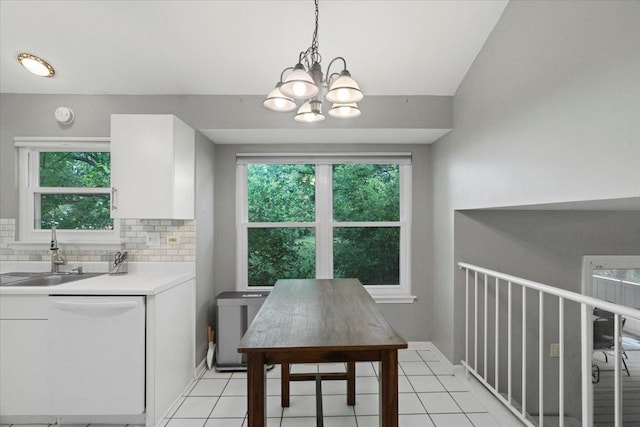 232 Lexington Ct, Grayslake, IL 60030 - dining room with a chandelier and light tile patterned flooring