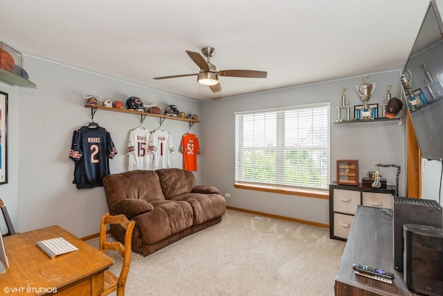 978 Forestview Way, Antioch, IL 60002 - living area featuring ceiling fan and light carpet