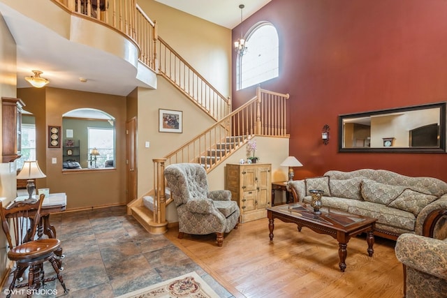 978 Forestview Way, Antioch, IL 60002 - living room with a towering ceiling, stairs, healthy amount of natural light, and arched walkways