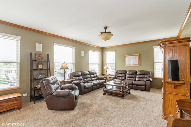 978 Forestview Way, Antioch, IL 60002 - living room with carpet flooring, ornamental molding, and plenty of natural light