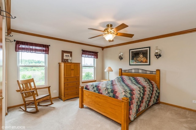 978 Forestview Way, Antioch, IL 60002 - bedroom featuring ornamental molding, light carpet, and ceiling fan
