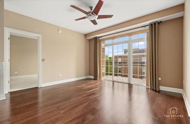 435 W Wood St Unit 410A, Palatine, IL 60067 - unfurnished room featuring ceiling fan, dark wood finished floors, and baseboards